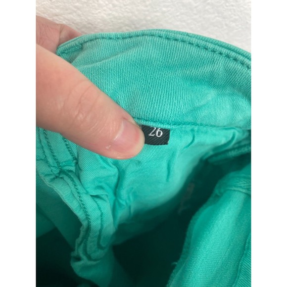 7 For All Mankind Size 26 Ultra High Rise Skinny Boot Jeans Atlantis Green Denim - Picture 13 of 13